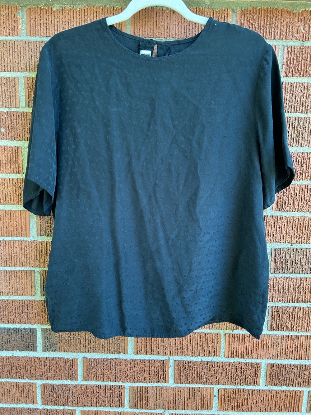 Vintage silk Classic Black Short-Sleeve women’s Shirt